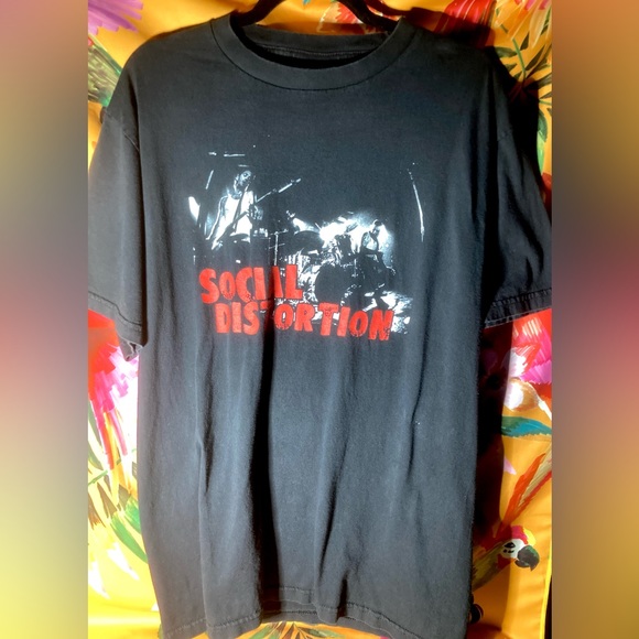 RARE Vintage Social Distortion | Young Mike Ness Black T-shirt Size L - Picture 7 of 10